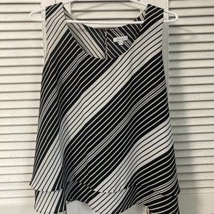 Black and white striped sleeveless blouse